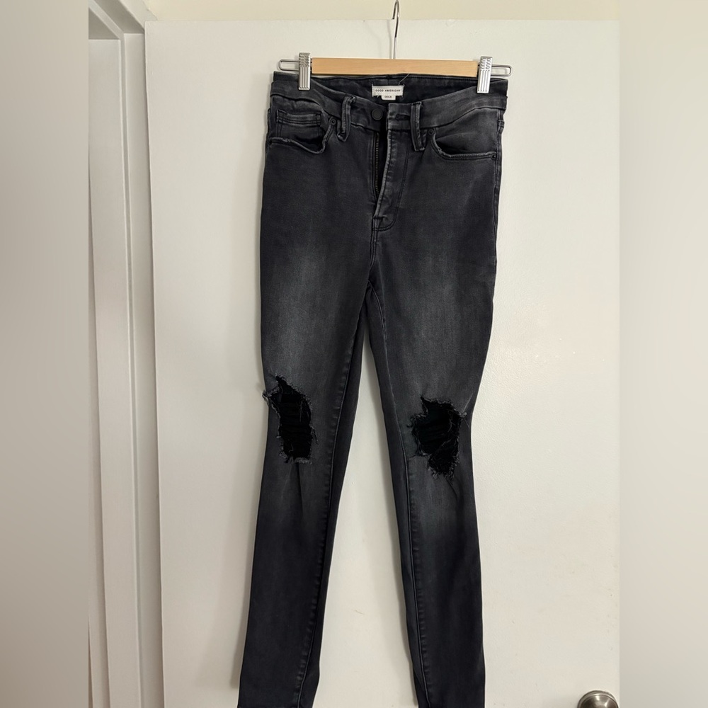 Good American Black Ripped Jeans
